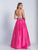 Dave & Johnny - 3236 Two Piece Embellished Halter A-line Dress in Neutral and Pink