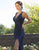 Primavera Couture - 3237 Embellished Plunging V-neck Trumpet Dress In Blue