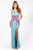 Primavera Couture - 3238 Floral Embellished V-neck Sheath Dress In Blue