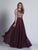 Dave & Johnny - 3238 Embellished Illusion Jewel A-line Dress in Red