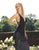 Primavera Couture - 3239 Two Tone Sequined Deep V-neck Sheath Dress In Black and Silver