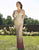 Primavera Couture - 3239 Two Tone Sequined Deep V-neck Sheath Dress In Neutral and Pink