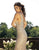 Primavera Couture - 3239 Two Tone Sequined Deep V-neck Sheath Dress In Neutral and Pink