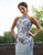 Primavera Couture - 3240 Sequined Halter Sheath Dress With Train In Blue