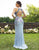 Primavera Couture - 3240 Sequined Halter Sheath Dress With Train In Blue
