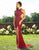 Primavera Couture - 3241 Sequined Halter Sheath Dress With Slit In Red