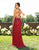 Primavera Couture - 3241 Sequined Halter Sheath Dress With Slit In Red