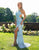 Primavera Couture - 3241 Sequined Halter Sheath Dress With Slit In Blue