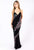 Primavera Couture - 3243 Vibrant Contrast Floral Beaded Gown In Black and Multi-Color