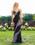 Primavera Couture - 3243 Vibrant Contrast Floral Beaded Gown In Black and Multi-Color