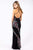 Primavera Couture - 3243 Vibrant Contrast Floral Beaded Gown In Black and Multi-Color