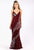 Primavera Couture - 3243 Vibrant Contrast Floral Beaded Gown In Red and Multi-Color