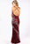 Primavera Couture - 3243 Vibrant Contrast Floral Beaded Gown In Red and Multi-Color