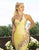 Primavera Couture - 3243 Vibrant Contrast Floral Beaded Gown In Yellow and Multi-Color