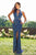 Primavera Couture - 3244 Bedazzled High Halter Sheath Dress In Blue
