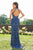 Primavera Couture - 3244 Bedazzled High Halter Sheath Dress In Blue