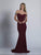 Dave & Johnny - 3245 Deep Cutout Off-Shoulder Mermaid Gown in Red