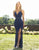 Primavera Couture - 3246 Embellished Deep V-neck Fitted Dress In Blue