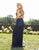 Primavera Couture - 3246 Embellished Deep V-neck Fitted Dress In Blue