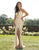 Primavera Couture - 3246 Embellished Deep V-neck Fitted Dress In Neutral