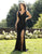 Primavera Couture - 3248 Embellished V-neck Fitted Dress With Slit In Black