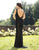 Primavera Couture - 3248 Embellished V-neck Fitted Dress With Slit In Black