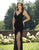 Primavera Couture - 3248 Embellished V-neck Fitted Dress With Slit In Black