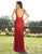 Primavera Couture - 3248 Embellished V-neck Fitted Dress With Slit In Red