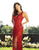 Primavera Couture - 3248 Embellished V-neck Fitted Dress With Slit In Red