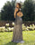 Primavera Couture - 3249 Bedazzled V-neck Sheath Dress With Slit In Black