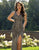 Primavera Couture - 3249 Bedazzled V-neck Sheath Dress With Slit In Black