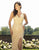 Primavera Couture - 3249 Bedazzled V-neck Sheath Dress With Slit In Pink
