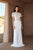 Tadashi Shoji - Laced Bodice Soft Skirt Long A-line Dress In White