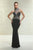 Xtreme Prom - Bejeweled Sheer High Neckline Gown 32514 in Black