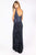 Primavera Couture - 3256 Floral Sequined Deep V-neck Sheath Dress In Black and Multi-Color