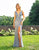 Primavera Couture - 3256 Floral Sequined Deep V-neck Sheath Dress In Gray and Multi-Color