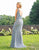 Primavera Couture - 3256 Floral Sequined Deep V-neck Sheath Dress In Gray and Multi-Color