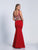 Dave & Johnny - 3256 Two Piece Bejeweled Trumpet Dress in Red