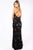 Primavera Couture - 3258 Beaded Butterfly Motif High Slit Gown In Black and Multi-Color