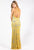 Primavera Couture - 3258 Beaded Butterfly Motif High Slit Gown In Yellow and Multi-Color