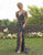 Primavera Couture - 3259 Stylistic Floral Beaded High Slit Gown In Black and Silver