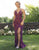 Primavera Couture - 3259 Stylistic Floral Beaded High Slit Gown In Purple