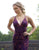 Primavera Couture - 3259 Stylistic Floral Beaded High Slit Gown In Purple
