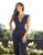 Primavera Couture - 3260 Embellished Plunging V-neck Jumpsuit In Blue