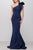 32602 Bow Accented Asymmetrical Mermaid Gown