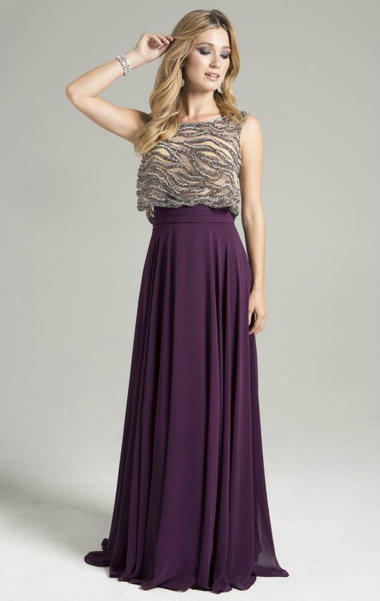 Lara Dresses - Seductive Jewel Neck A-Line Dress 32928 in Purple