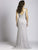 Lara Dresses - 32938 Beaded Sleeveless Plunging Sheath Long Dress in Silver