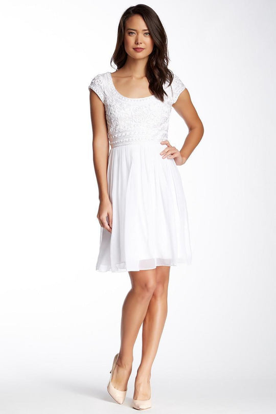 Adrianna Papell - 41893570 Scoop Short Dress In White