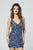 Primavera Couture - 3301 Plunging Lace Up Back Sequined Dress In Blue