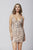 Primavera Couture - 3304 Foliage Beaded Lace Up Short Dress In Pink and Silver